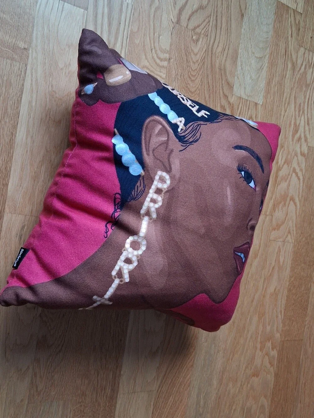 Stylish Pink Portrait Accent Pillow by